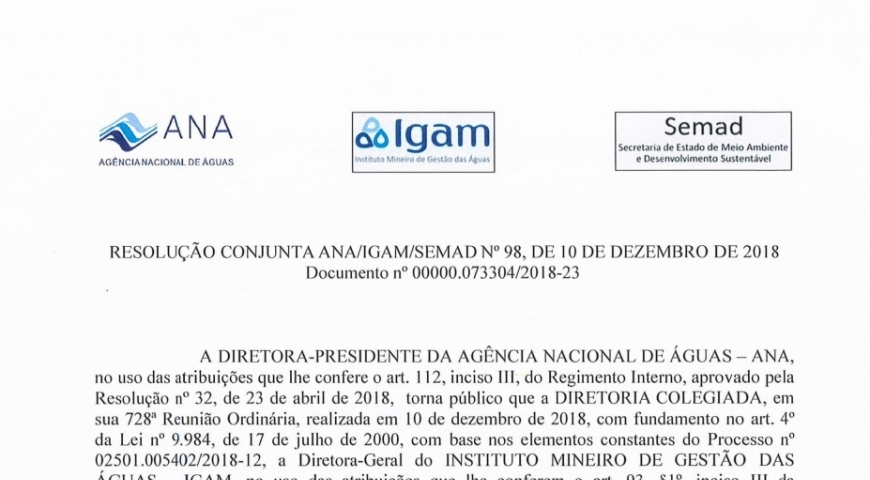 MG firma cooperação com ANA para aprimorar gestão de recursos hídricos