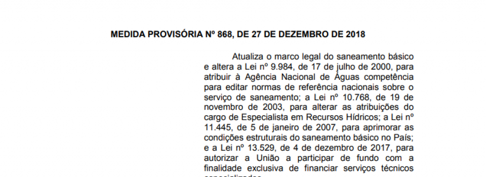 Nova Lei do Saneamento poderá ser votada essa semana