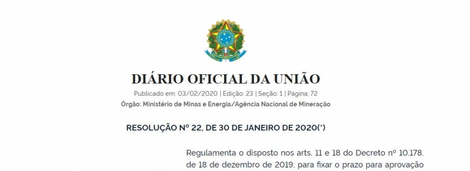 Resolução fixa prazo máximo para aprovação tácita dos atos públicos sob competência da ANM