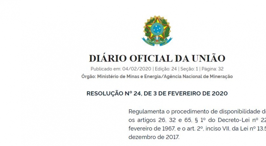 ANM publica Resolução que regulamenta o procedimento de disponibilidade