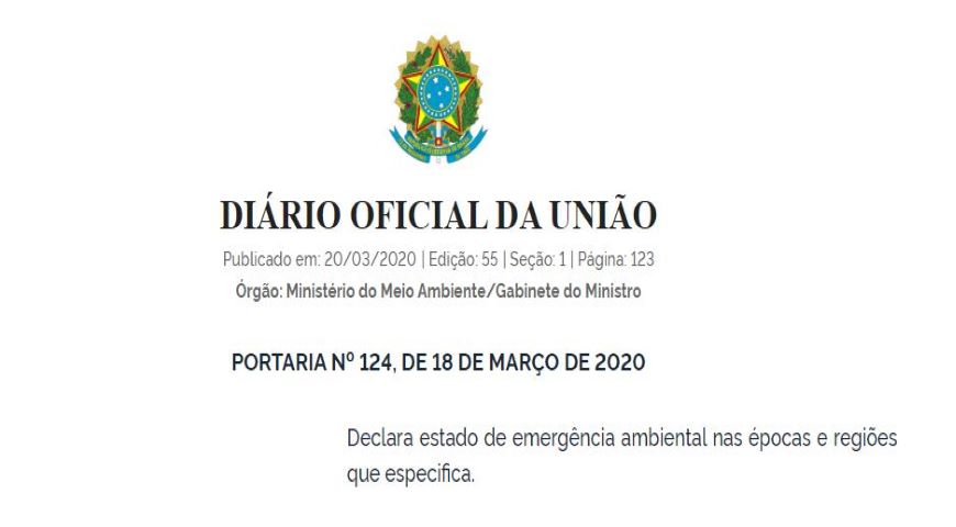 MMA publica Portaria para declarar estado de emergência ambiental