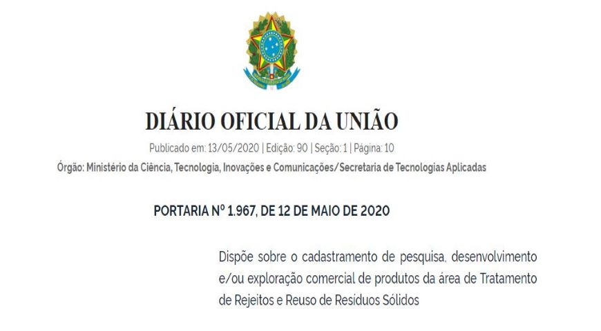 Nova norma trata sobre pesquisa na área de Tratamento de Rejeitos e Reuso de Resíduos Sólidos