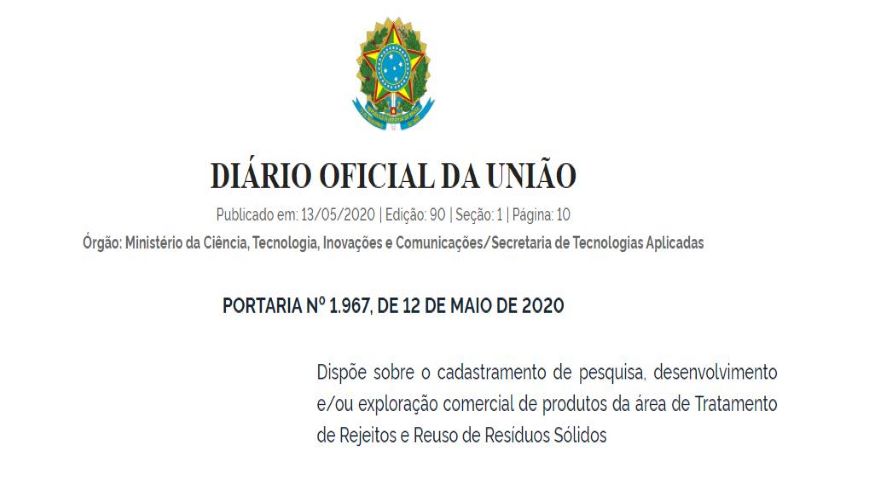 Nova norma trata sobre pesquisa na área de Tratamento de Rejeitos e Reuso de Resíduos Sólidos