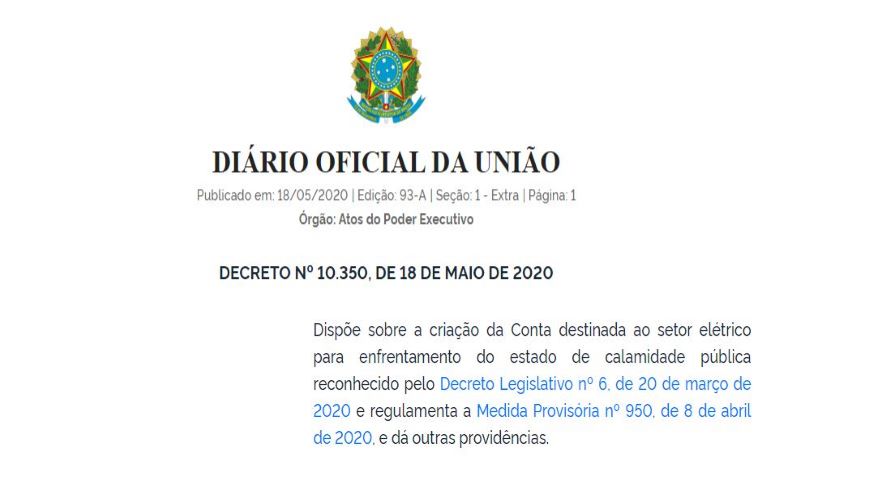 Novo Decreto cria medidas para redução dos impactos do COVID-19 no setor elétrico